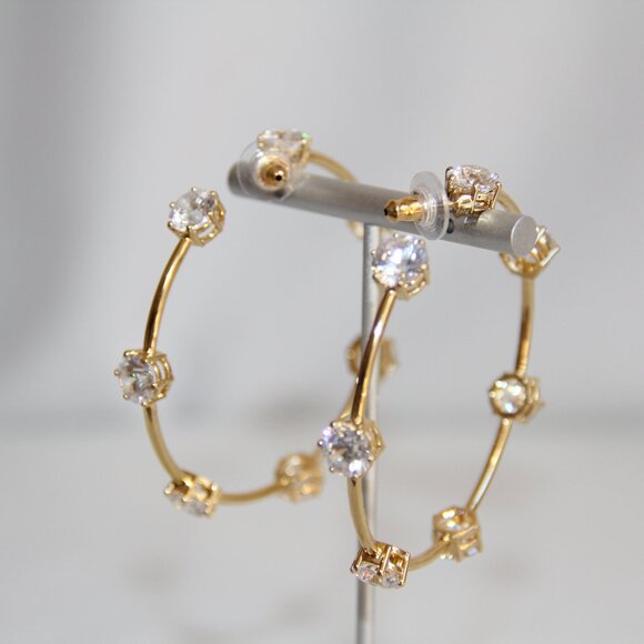 Swarovski Crystal Constella Gold Hoop Earrings. Gorgeous Large (2 ½”) - Picture 4 of 13